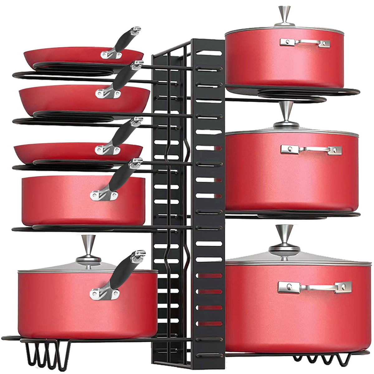 Podxco Pot and Pan Organizer for Under Cabinet, 8 Tiers - Image 1