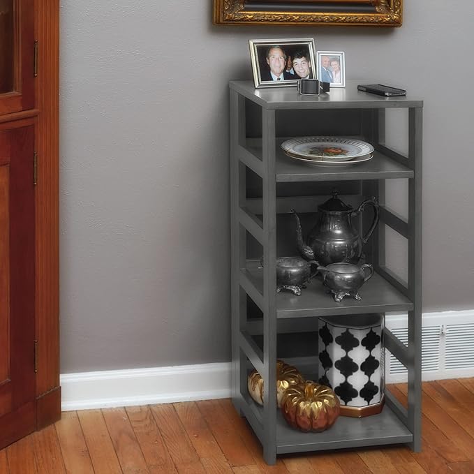 Niche Regency Flip Flop 34 Inch Folding 3-Shelf Square Bookcase, No Tools Assembly, Sturdy Solid Wood, Easy Setup, Space-Saving Bookshelf for Home, Office, Dorm, Living Room, Bedroom, Grey Finish