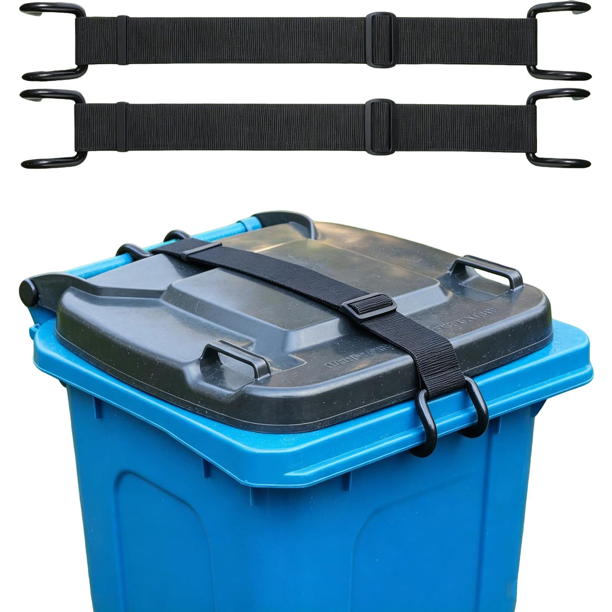 2Pcs Adjustable Trash Can Lid Lock Strap, Heavy-Duty - Image 1