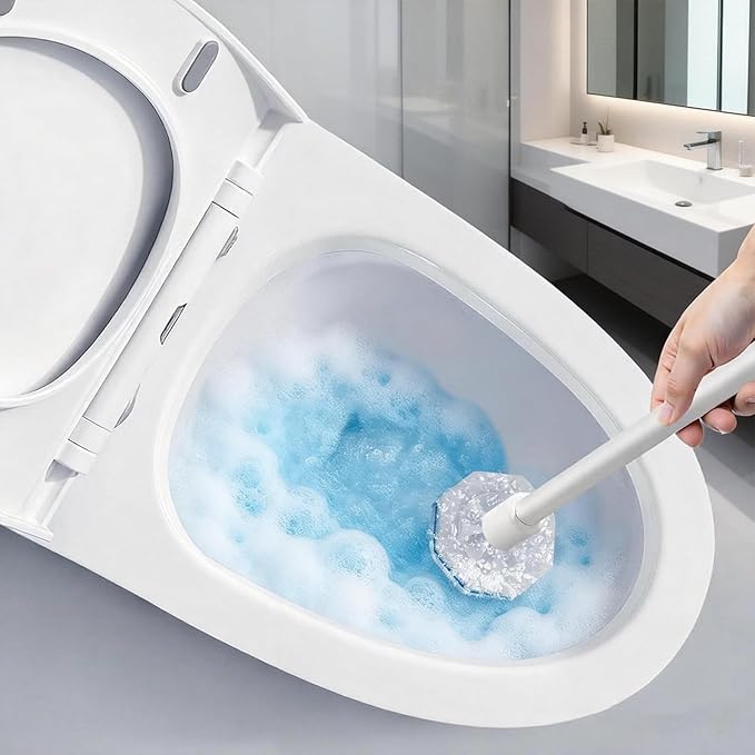50 Count Disposable Toilet Brush,Toilet Cleaner Refills,Replacement Heads for Toilet Cleaning System,Compatible with Most Toilet Brushes（not Included Brush Rod）
