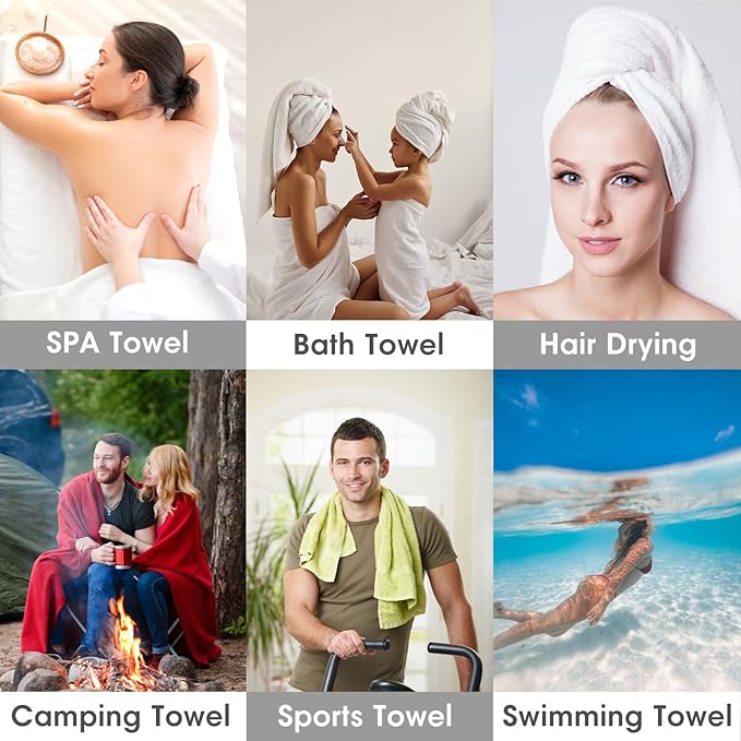 JML Bath Towels Set, Large Microfiber Bath Towel for Adult, 2 Pack 30" x 60" - Soft, Absorbent, Quick Dry, Lint Free, Perfect for Sauna, Pool, Gym, Shower, Hair Wrap, Fitness, Sport, Yoga, Blue