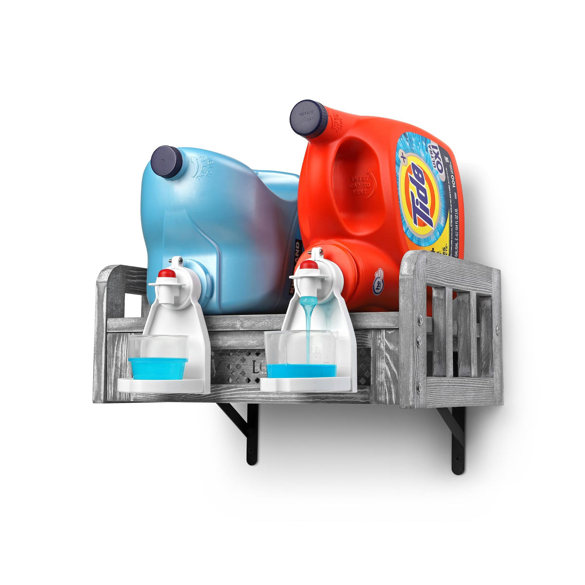 Laundry Shelf Organizer - Wall-Mounted Wooden Detergent Cup - Image 1