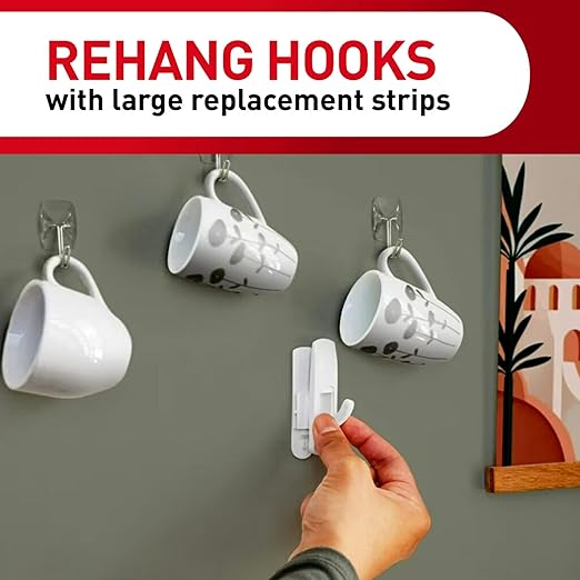 Command Indoor Large Replacement Strips, Holds up to 5 lb, 20 Adhesive Strips, Damage-Free Wall Hanging, Re-Hang Large Hooks for Home Decor and Wall Decor