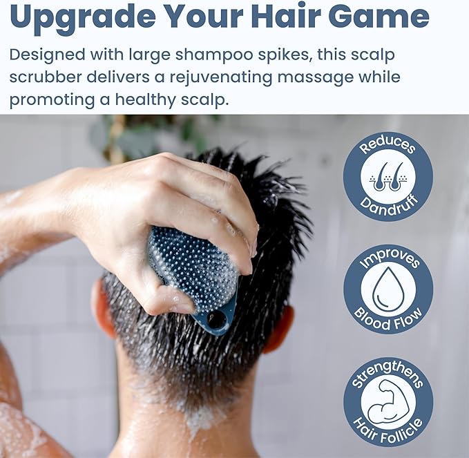 Scrub-dub™ - Premium Antimicrobial Scalp and Body Scrubber | Face Exfoliator and Scalp Scrubber for Dandruff | Loofah and Exfoliating Washcloth Replacement | Made in The USA | Glacier Blue