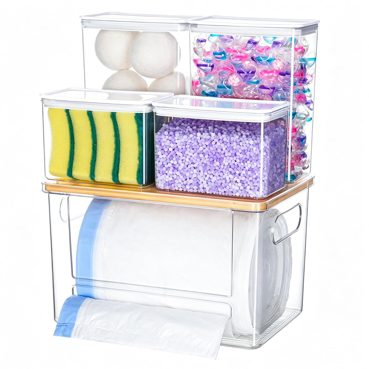iCASA 5 in 1 Trash Bag Holder Dispenser Dishwasher & - Image 1