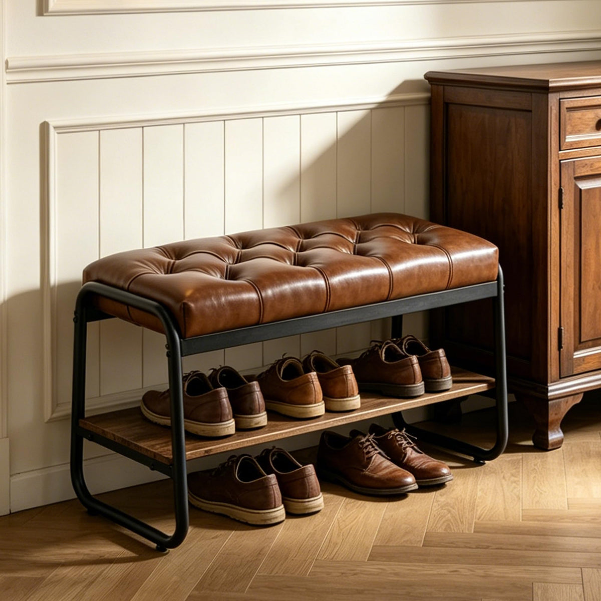 Forteek 32'' Tufted Shoe Bench, Entryway Bench with Shoe - Image 1