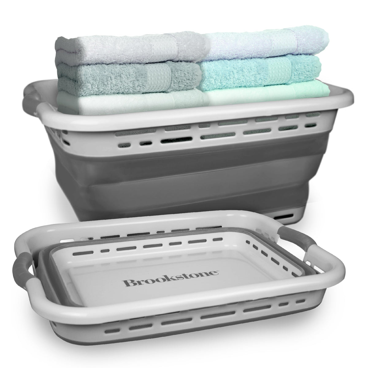 BROOKSTONE 11 GALLON XL 24" Collapsible Laundry Basket & - Image 1