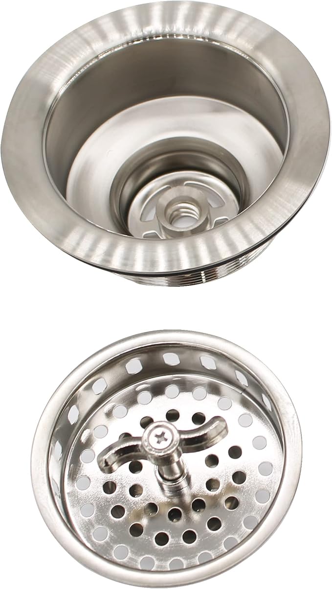 Westbrass Wing Nut Style Large Kitchen Sink Basket Strainer, 2 Pack, Satin Nickel, D2135-07
