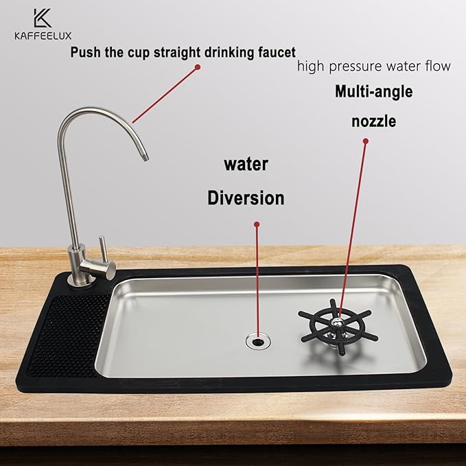 Stainless Steel Kitchen Sink Dishwasher with Faucet Cup Washer & Drainage Area – Ideal Bottle Dishwashing Cleaner & Accessories for Home Bar Faucet Sink (KF77-1)
