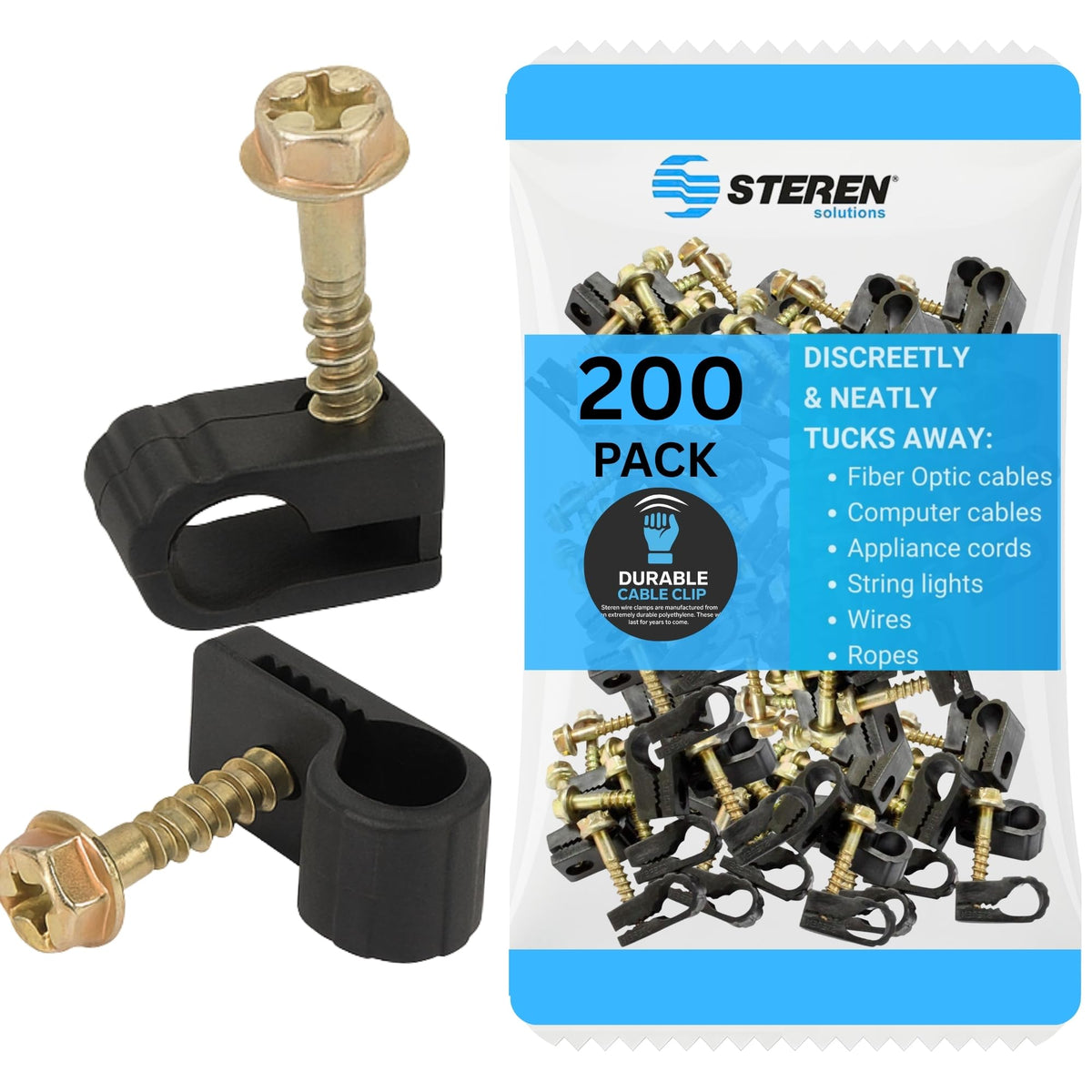 STEREN Coaxial Cable Clips - Cable Holder - Siding Clips - Image 1