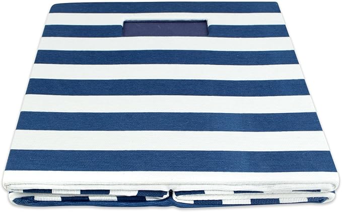 DII Polyester Cube Storage Collection Hard Sided Collapsible, 11x11x11, Nautical Blue
