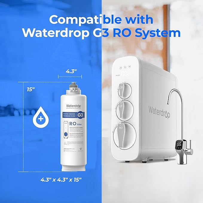 Waterdrop WD-G3-N2RO Replacement Filter, NSF/ANSI 372 Certified, Replacement for WD-G3-W 400 GPD Reverse Osmosis System, 2-year Lifetime