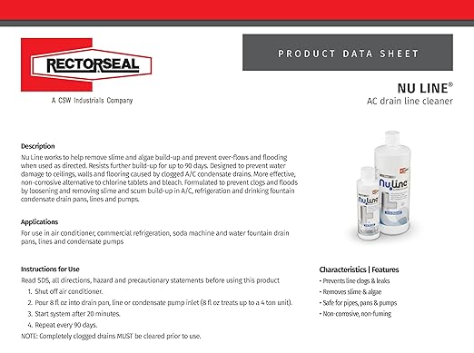 (2)-Pack, Nu-Line Drain Cleaner, 8 Ounce Bottle