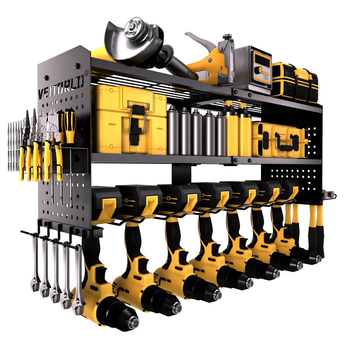 Large Power Tool Organizer Wall Mount, 3-Tier Heavy Duty - Image 1