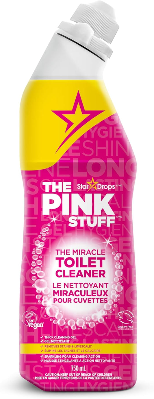 The Pink Stuff Miracle Toilet Cleaner, 750ml – Powerful Stain-Removing Gel for a Sparkling Clean Bowl – Eliminates Limescale, Tough Stains & Odors with Fresh Rhubarb Scent