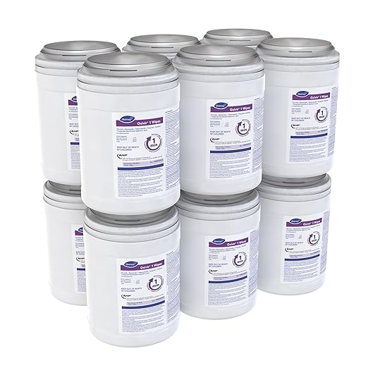 Oxivir Diversey 1 100850923 Disinfectant Cleaning Wipes, Pre-Moistened with Accelerated Hydrogen Peroxide AHP, Unscented, 160 Standard 6x7-Inch Wipes, 1-Canister (Pack of 12)