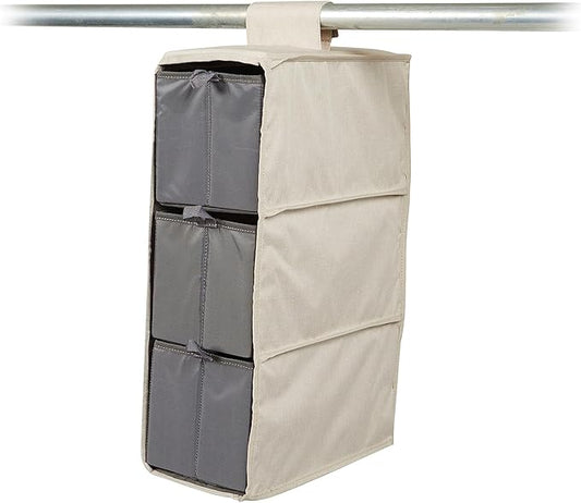 Covermates Keepsakes Hanging Shoe Organizer Set - Heavy Duty Material, Sturdy Interior Shelves, Includes Trays with Dividers - Closet Storage, Beige Heather