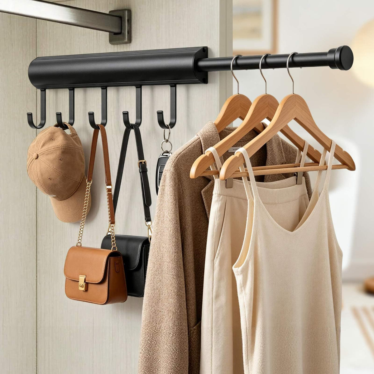 Valet Rod Closet Pull Out 12 Inch Retractable Organizer - Image 1