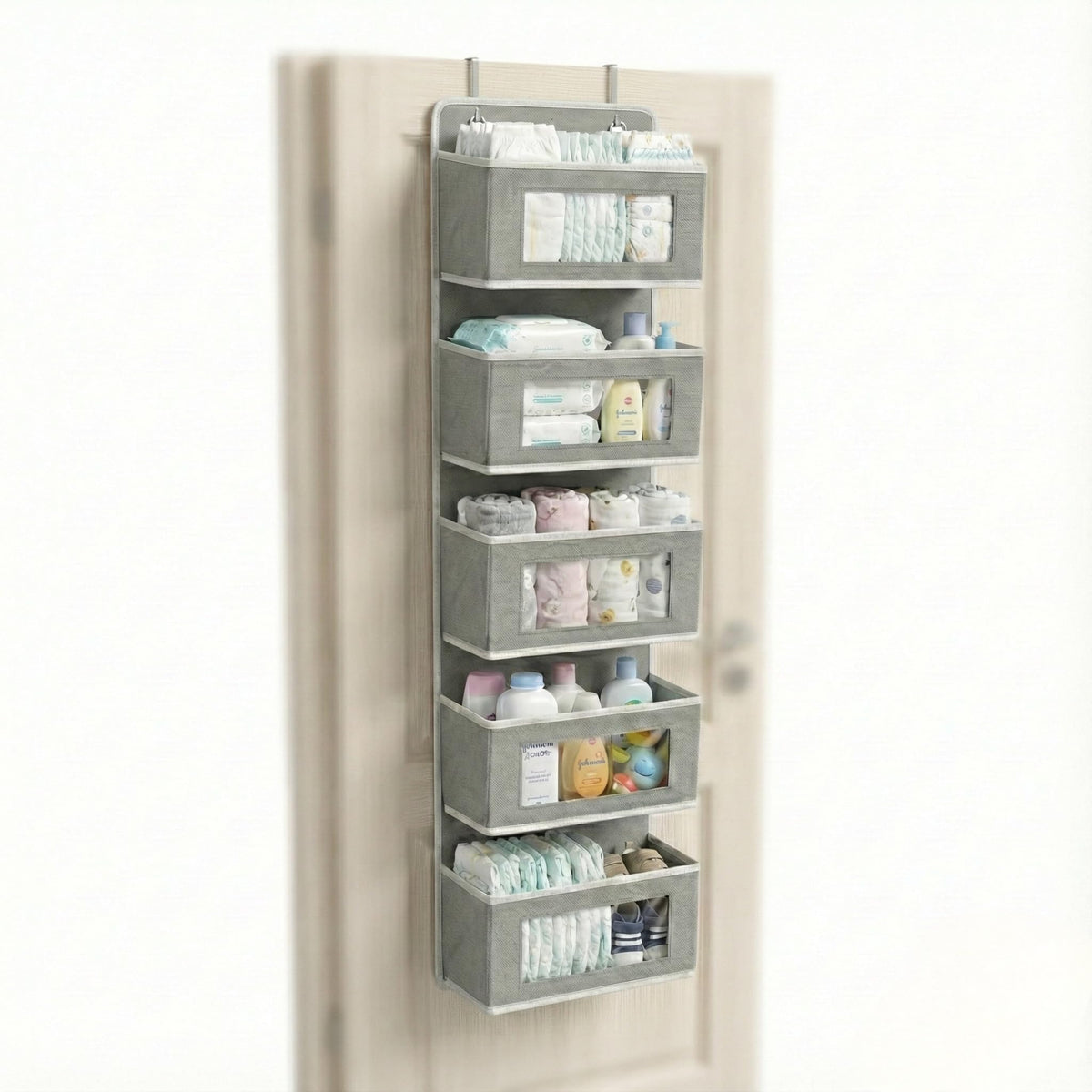 Over Door Organizer 5-Tier, Clear Window Hanging Shelf for Closet - Image 1