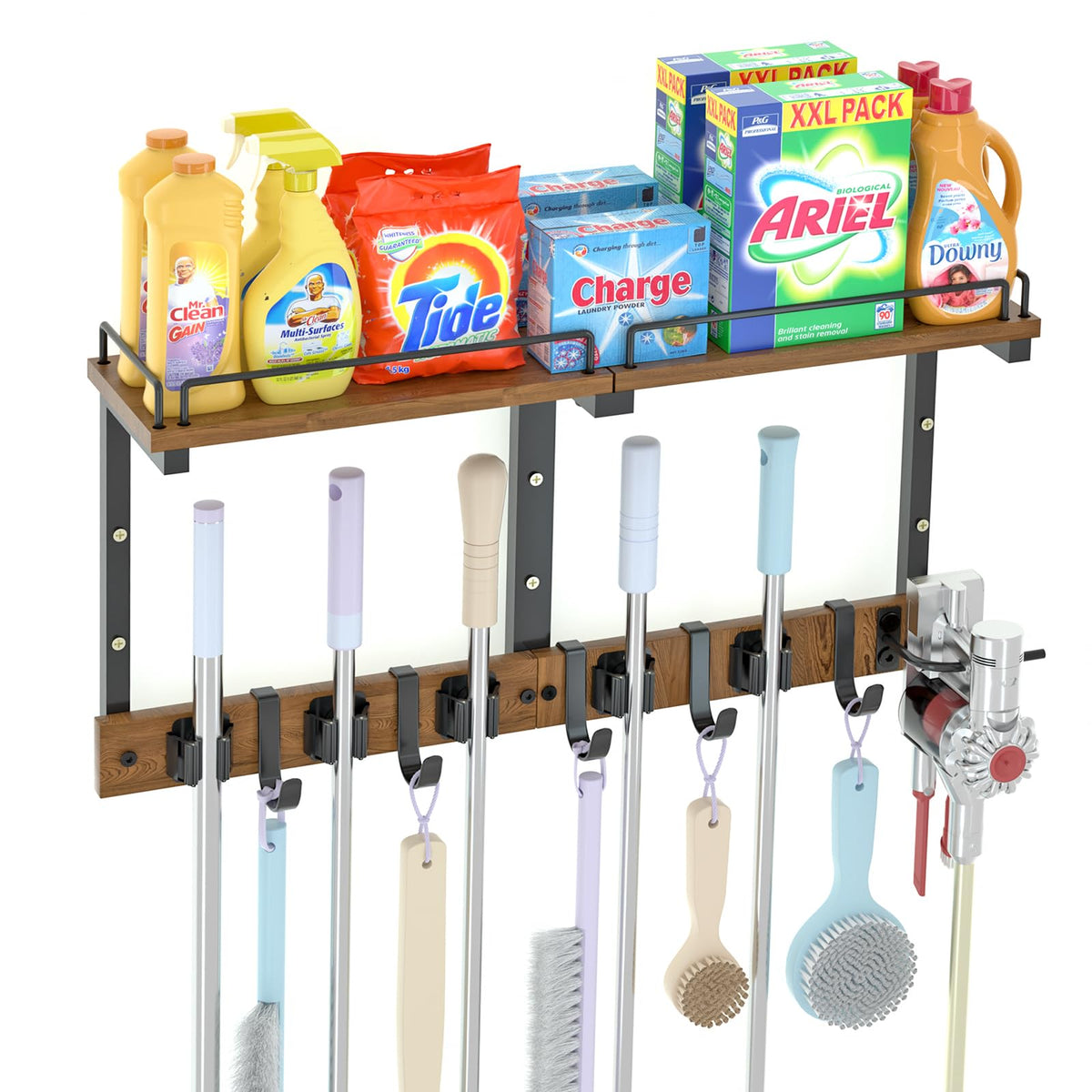 Broom and Mop Organizer Wall Hanging with Cleaning - Image 1