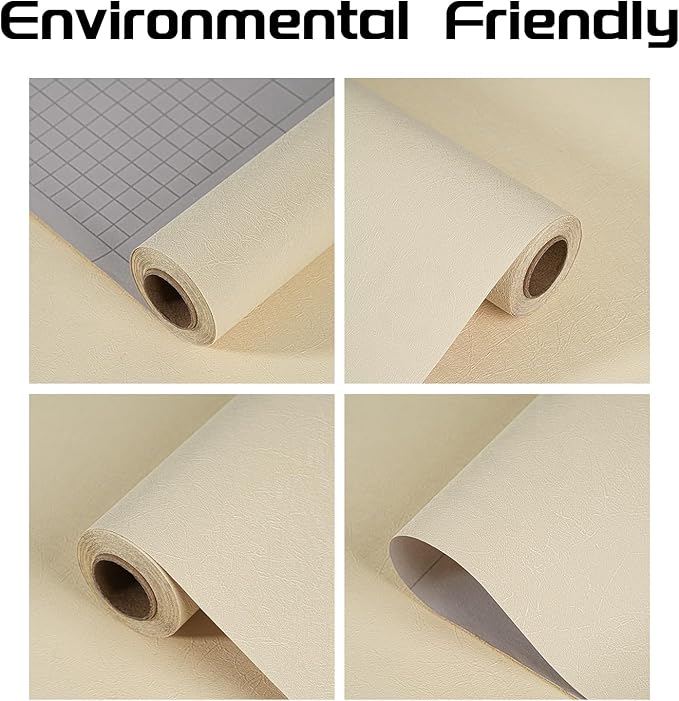 Peel and Stick Wallpaper Beige Yellow Silk Wall Paper - 15.7 x 500 Inch Self Adhesive Wallpaper Peel and Stick, Easy to Paste Wall Contact Paper for Stand Liner, Table and Door Makeover Decor