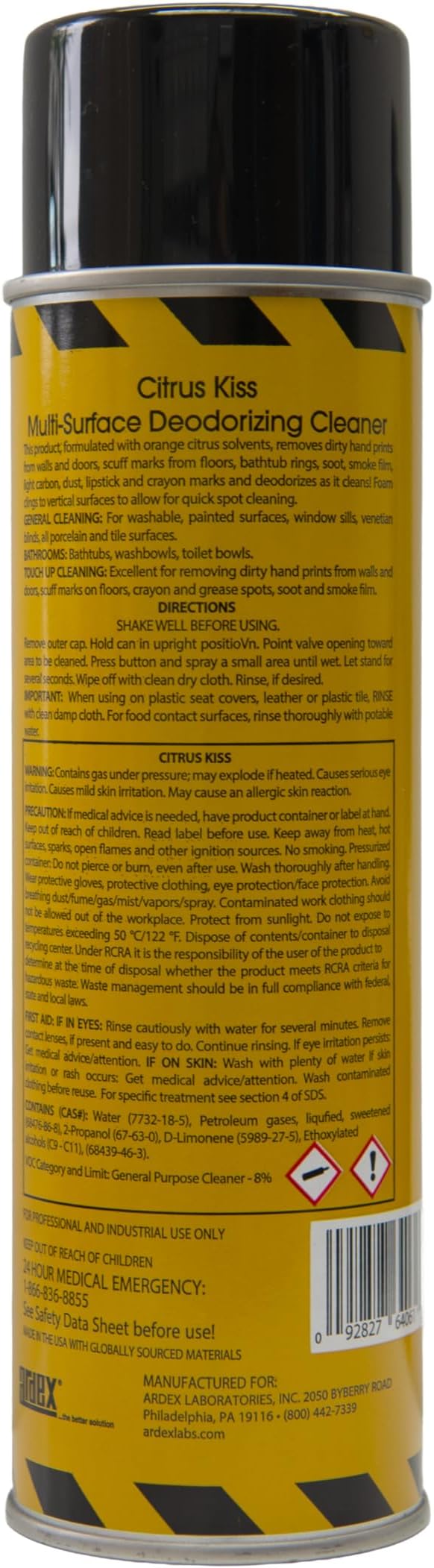 Ardex Citrus Kiss 6406 | Multi-Surface Deodorizing Cleaner | Easy Spray Application for DIY & Pro Use | Interior Cleaner for Automotive, Marine & Airplane | Citrus Scent | Made in USA