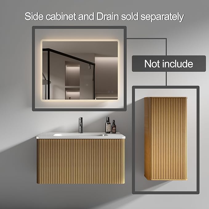 Bathroom Vanity with Sink,Large Storage Wall Mounted Floating Bathroom Vanity with Overflow for Modern Bathroom, One-Piece Sink Basin Minimalist Bathroom Sink Cabinet