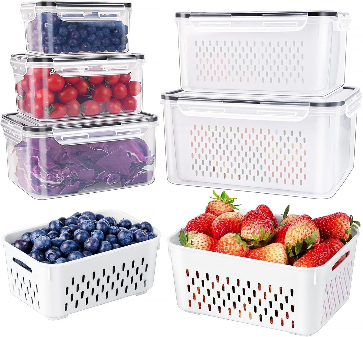 5 PCS Large Fruit storage Containers for Fridge,Food Storage - Image 1