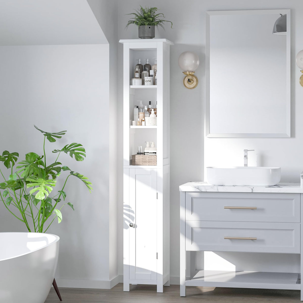 11.81'' Wide Narrow Bathroom Storage Cabinet-Slim Tall Bathroom - Image 1