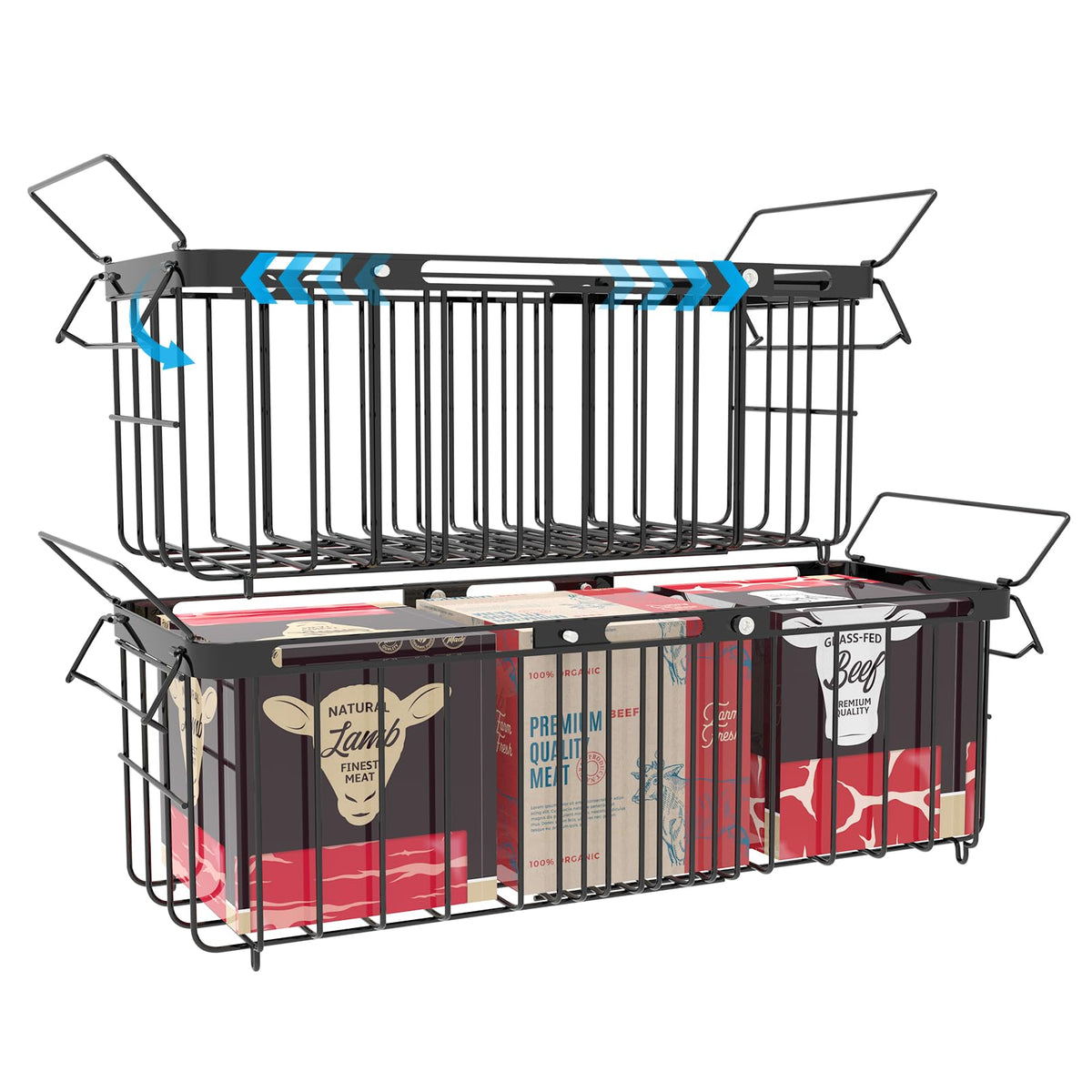 Freezer Organizer Bins, 2 Pack Expandable Stackable Chest - Image 1