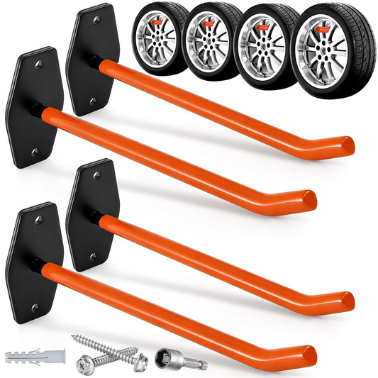 4 Pack Heavy Duty Garage Hooks, 10 Inch Wall Mount Utility - Image 1