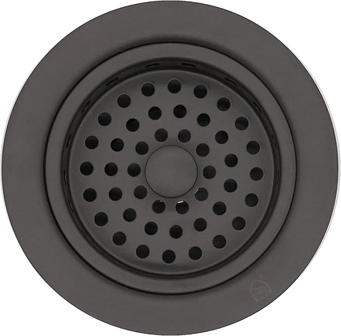 Westbrass D2165-62 Post Style Large Kitchen Basket Strainer with Waste Disposal Flange and Stopper, Matte Black