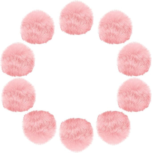 uxcell 2 Inch Faux Fur Pom Pom Balls, 10 Pcs Piggy Pink Fluffy Soft Faux Fur Pom Poms for Hats with Elastic Loop for DIY Knitting Hats Keychain Scarves Gloves Bags Shoes Accessories