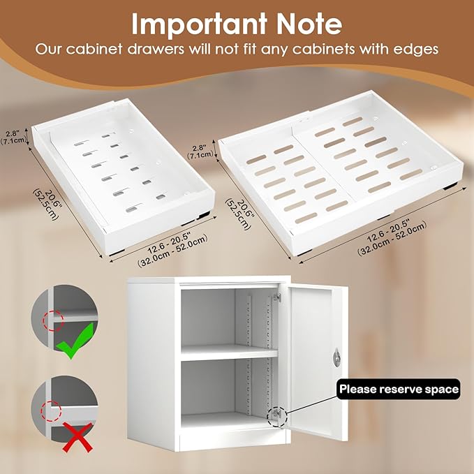 4 Pack Pull Out Cabinet Organizer, 21" Deep Expandable(12.6"-20.5") Heavy Duty Slide Out Drawers, Pull Out Drawers for Cabinets Suitable for Kitchen Storage (White)