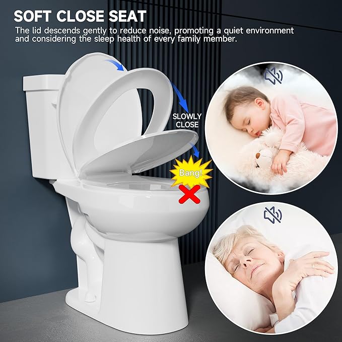 Compact Tall Toilet 19 Inch for Small Bathroom Space 1.28 GPF Tornado Single Flush - Two Piece Comfort ADA High Toilet for Seniors, 19 Inch Bowl Height, 20 Inch Seat Height, 12" Rough In,White