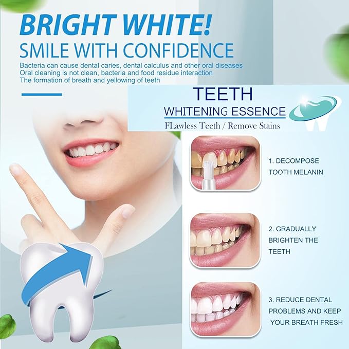 5Pcs Teeth Whitening Pen Gel Kit, Tooth Whitening Essence,Teeth Stain Remover,Intensive Stain Removal Teeth Reduce Yellowing