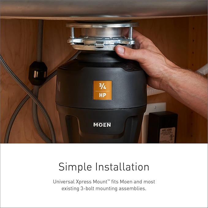 Moen Chef Series 1 HP Continuous Feed Garbage Disposal, Power Cord Included, EX100C