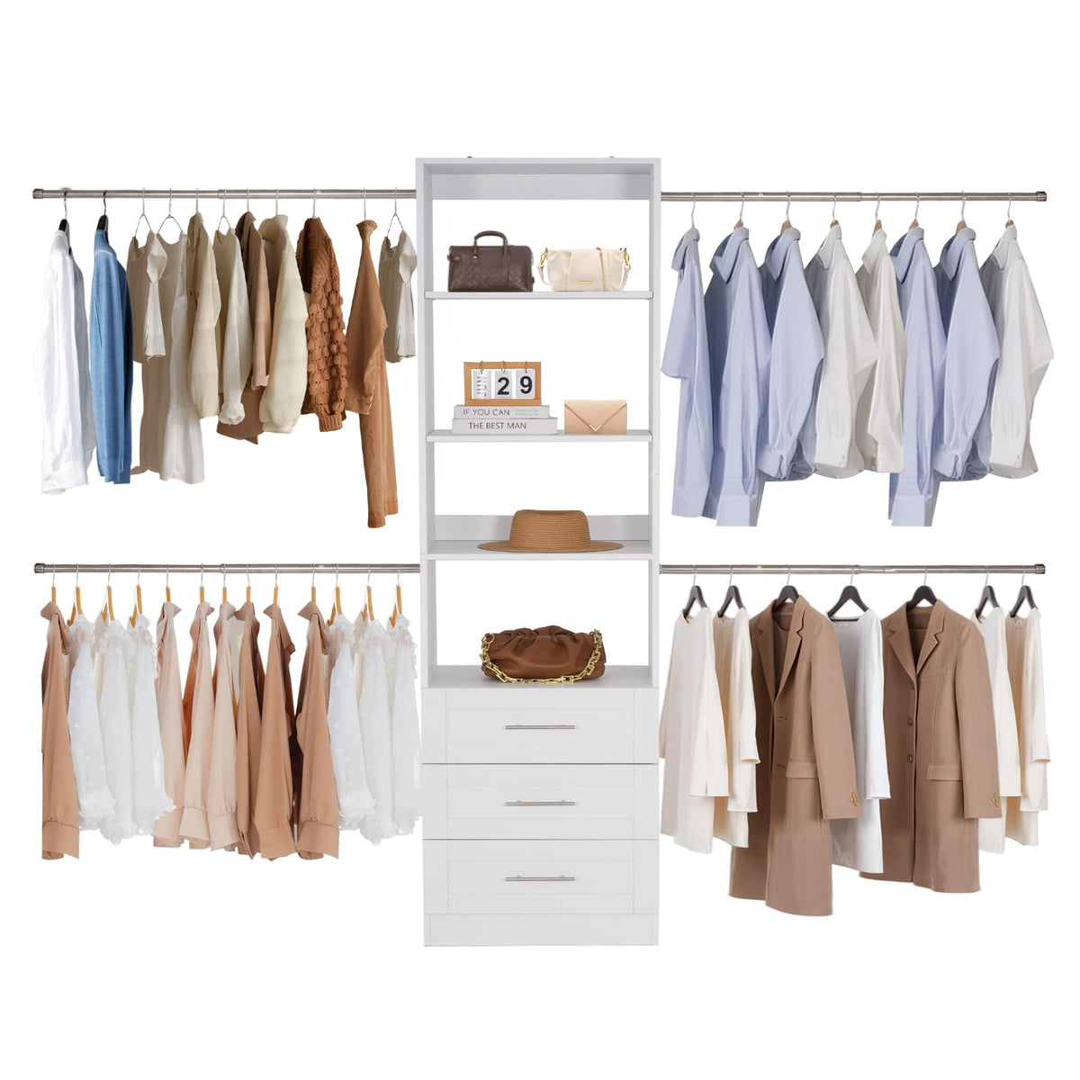 VEVOR Closet System with 3 Drawers, Adjustable Height - Image 1
