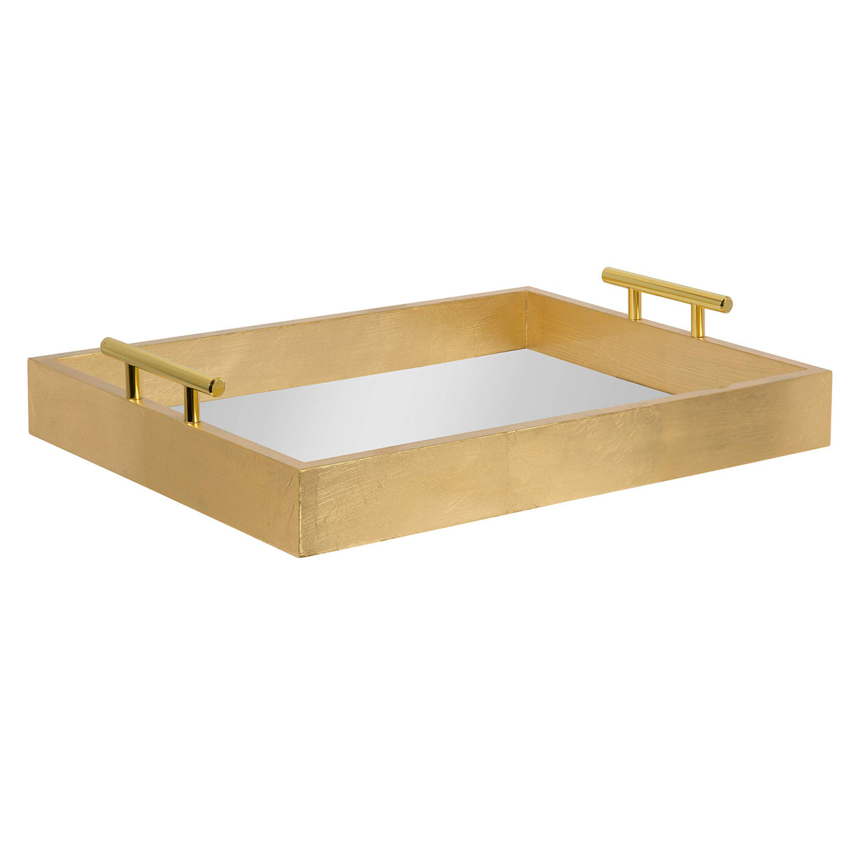 Kate and Laurel Lipton Decorative Mirror Tray with Polished Metal - Image 1