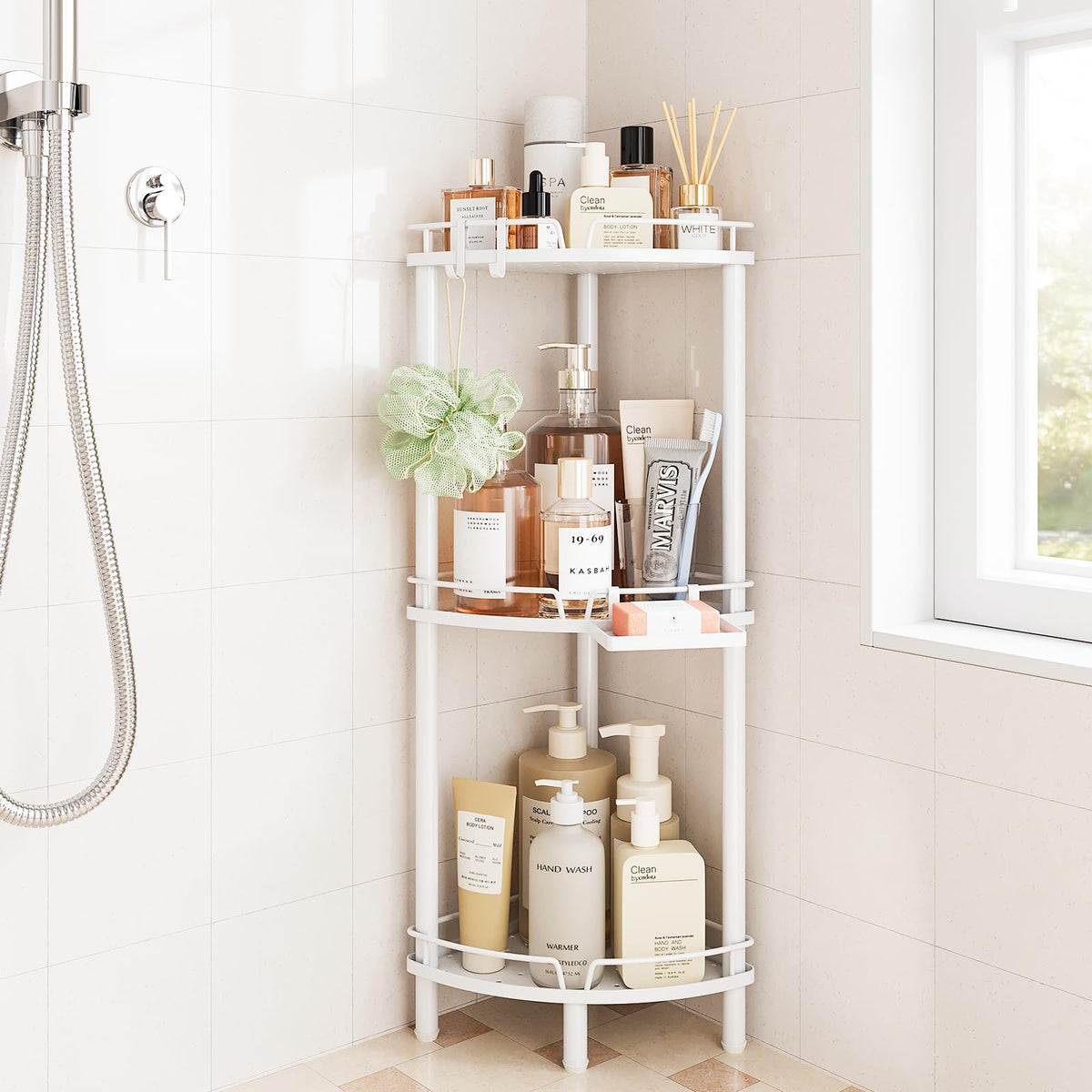 ELYKEN Corner Shower Caddy, 3 Tier Stainless Steel Shower - Image 1