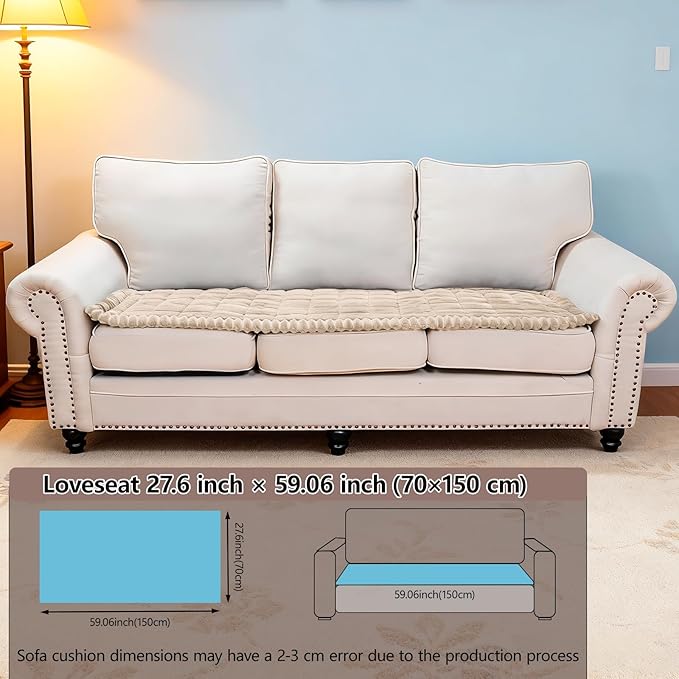 Waterproof Couch Cover for Dogs Washable,Non Slip Fuzzy Durable Couch Covers for 3 Cushion Sofa Pet Friendly Sofa Cover Dog Thick Soft Slipcovers Protector Couches Mat Bed (Brown, 27.6" x 59.06")