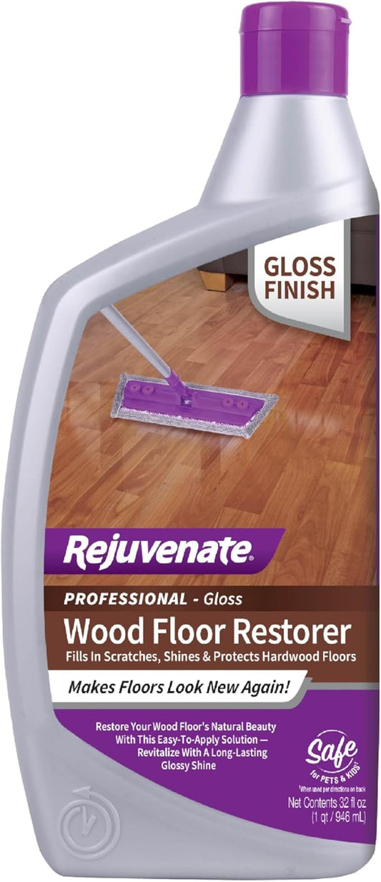 Rejuvenate Professional Wood Floor Restorer Fills Scratches, Shines And Protects Wood Flooring For A High Gloss Shine, 32 Ounces