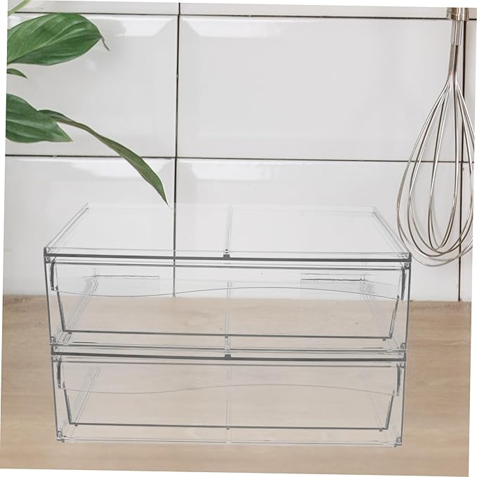 CHILDWEET 2pcs Detachable Acrylic Cosmetic Storage Box Stylish Organizer for Makeup Accessories and Items for Bathroom and Vanity Organization