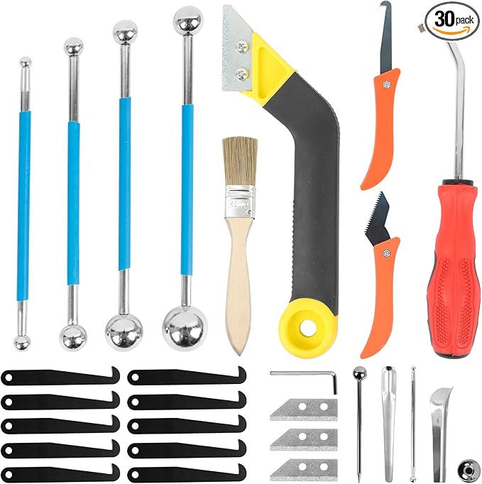 29-Piece Grout Removal Tool Kit with Tile Grout Saws, 13 Replacement Blades, Grout Remover Cone and Ball Finishing Tools for Bathroom Shower and Floor Tile Gap Cleaning