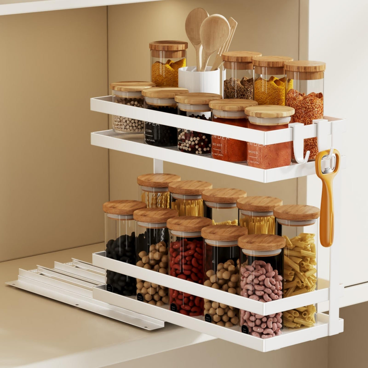 Magheo Pull Out Spice Rack Organizer for Cabinet, 1 Pack Metal - Image 1