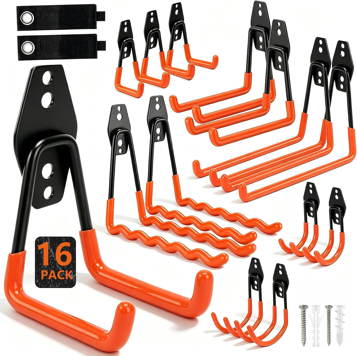 16 Pack Heavy Duty Garage Hooks, Wall Hanger Hook for Hook - Image 1