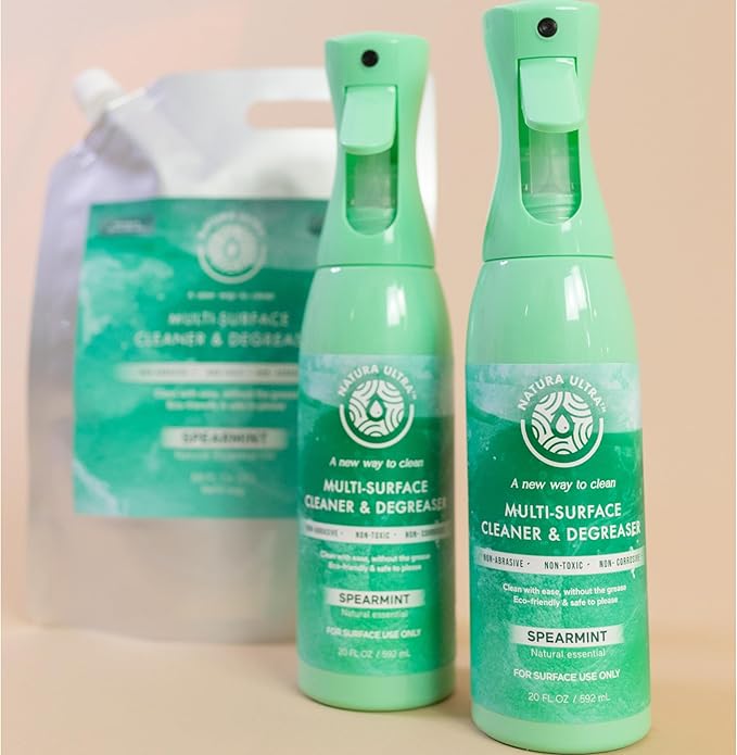 Multi-Surface Cleaner & Degreaser - Home and Kitchen degreaser, Spray for Glass, Countertops, Appliances, and Floors; Eco-Friendly & Non- Toxic Cleaner & Degreaser (Spearmint)
