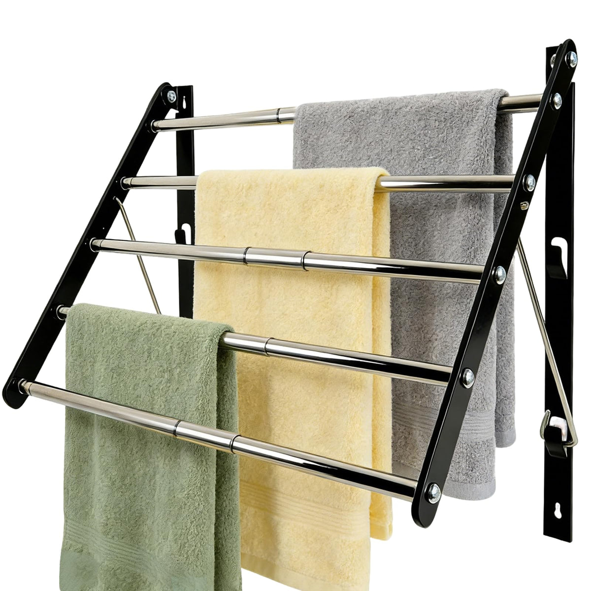 Wall Mounted Drying Rack 13-23", Retractable Space Saving, Black - Image 1