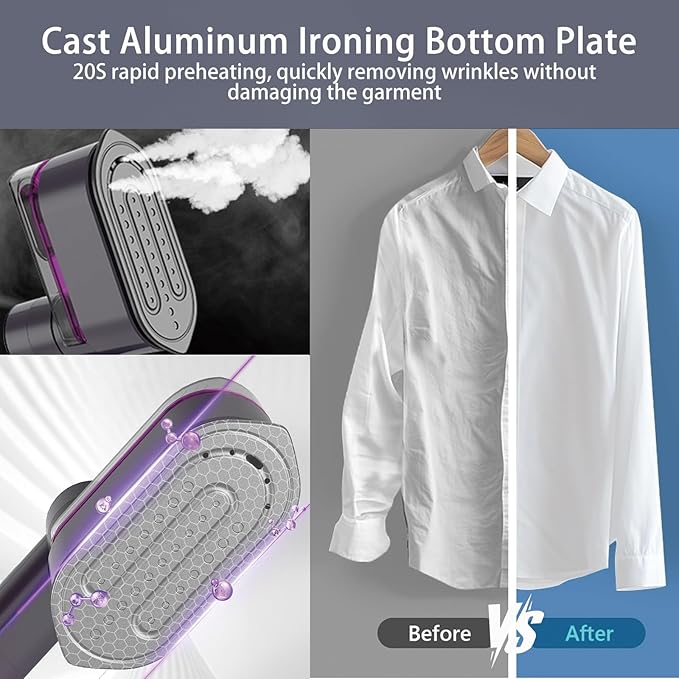 Travel Steamer Iron, 1000W Portable Dry Wet Dual Ironing Steam Iron, 20S Fast Preheating, 7.87ft Long Power Cord Clothing Wrinkle Remover, Essential for Home, Travel, University Dorms&Offices (White)