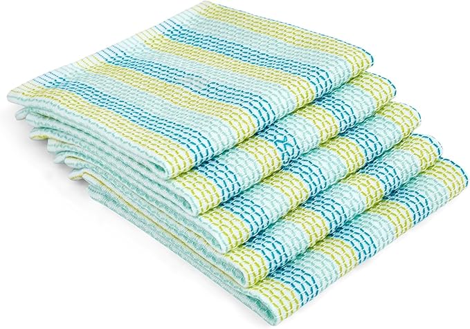 Full Circle Tidy Organic Cotton Dish Cloths – Absorbent, Reusable 100% Cotton Kitchen Towels, Eco-Friendly and Machine Washable, Set of 5, Spring Green